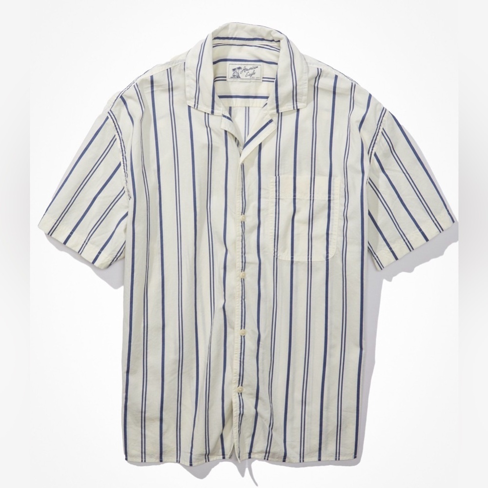 American Eagle Striped Poolside Button Up